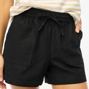 J.Crew Linen Blend Drawstring Shorts Black Small